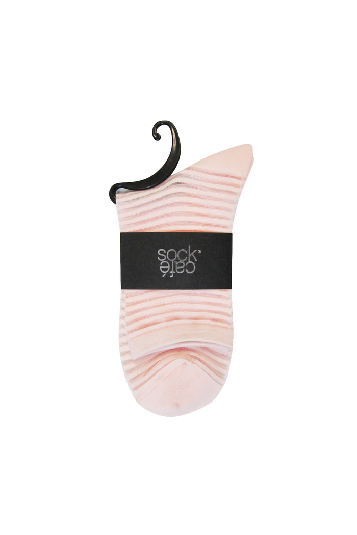Sheer Socks- Metallic Stripe- Pale Pink