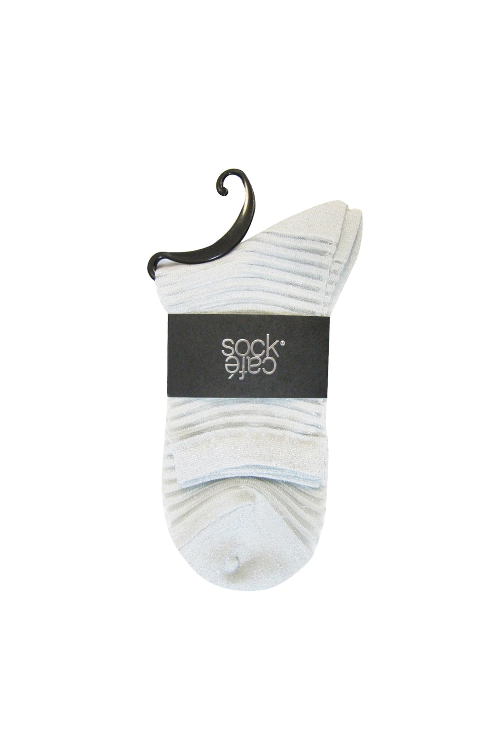Sheer Socks- Metallic Stripe- Silver