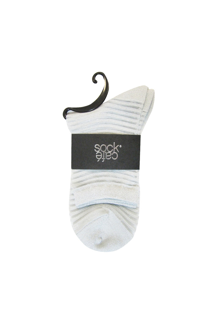 Sheer Socks- Metallic Stripe- Silver