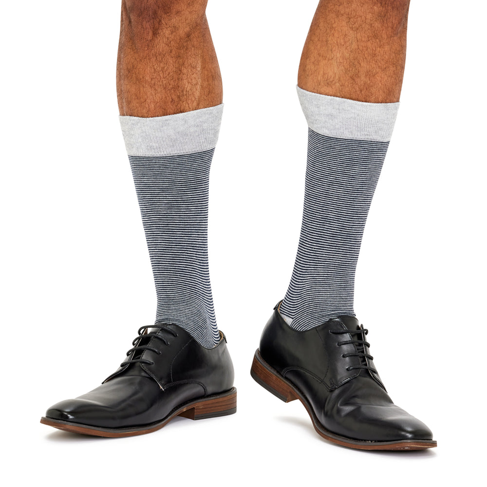 Men's Fine Cotton Fashion Socks - Fine Stripe