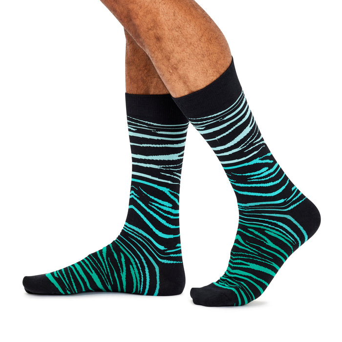 Men's Fine Cotton Fun Crew Socks - Zebra