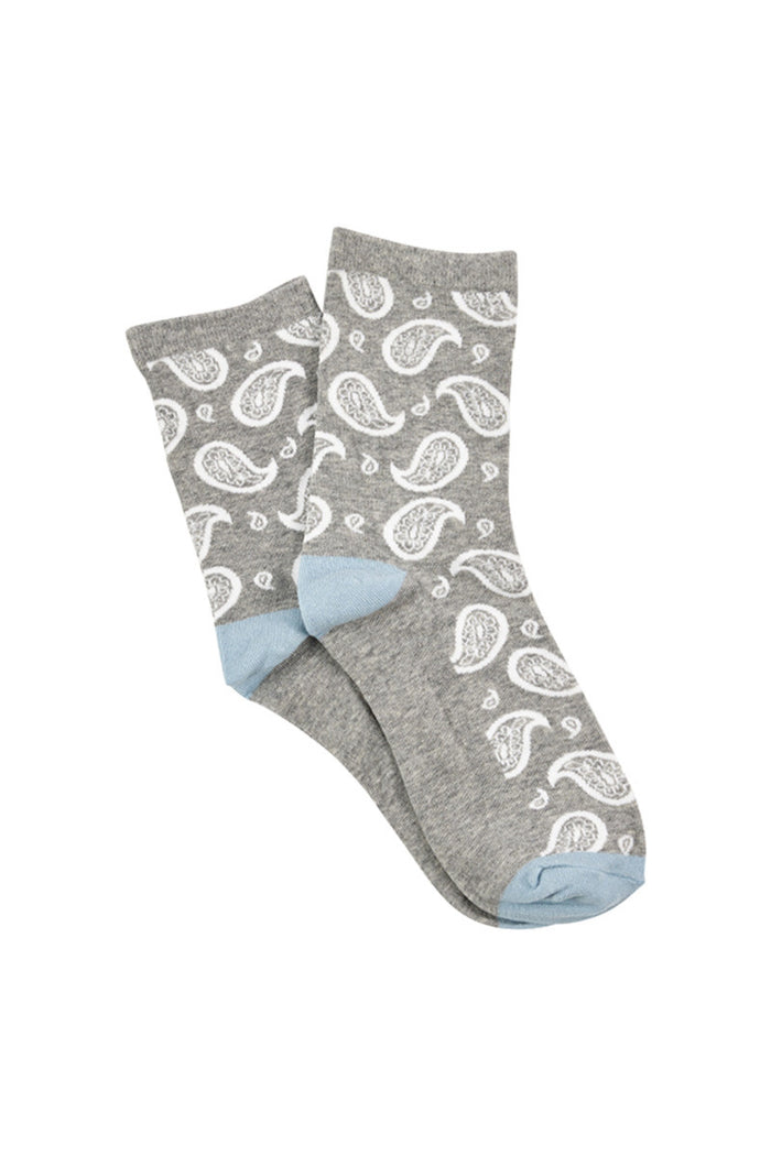 Women's Fine Cotton Half Crew Socks - Paisley