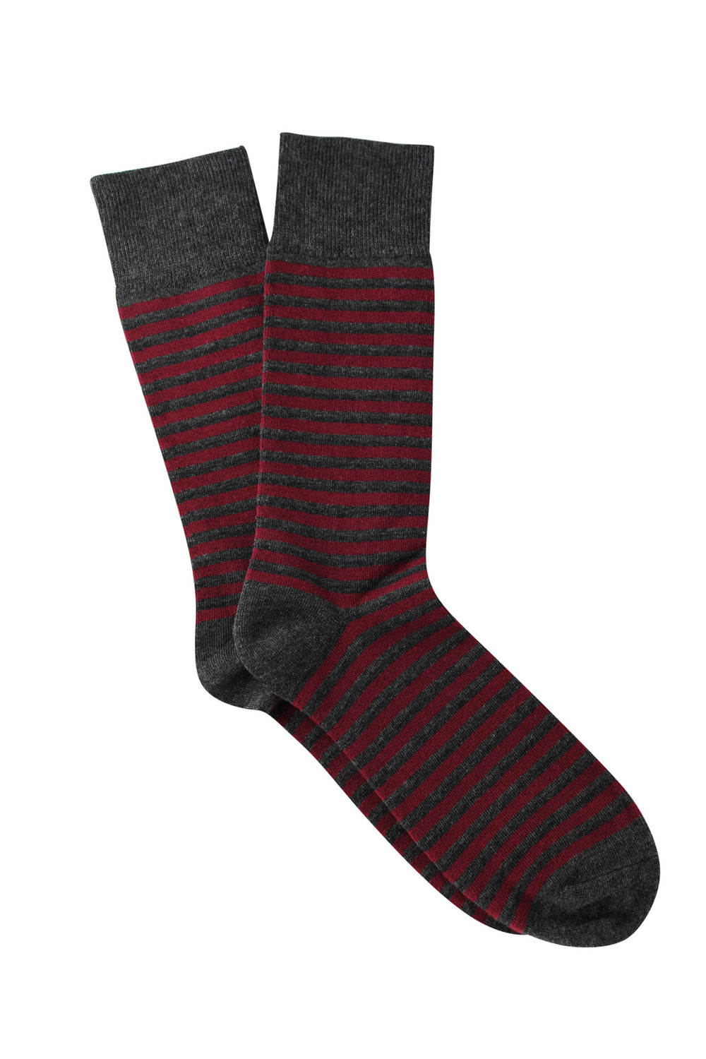 Men's Fine Cotton Fashion Socks - Manhatten Charcoal Stripe