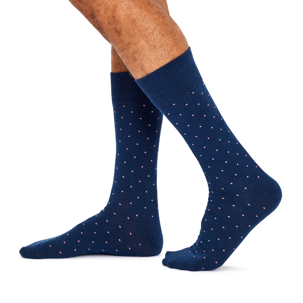 Men's Fine Cotton Fashion Socks - Brooklyn Block Navy