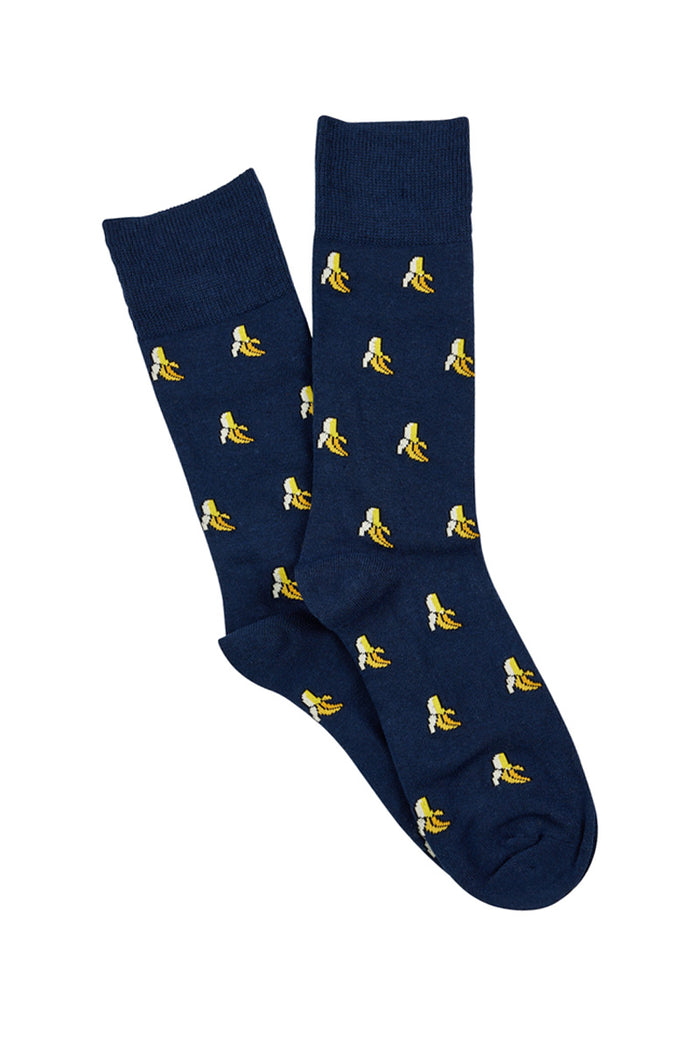 Men's Fine Cotton Fun Crew Socks - Bananas