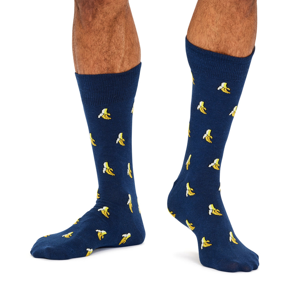 Men's Fine Cotton Fun Crew Socks - Bananas