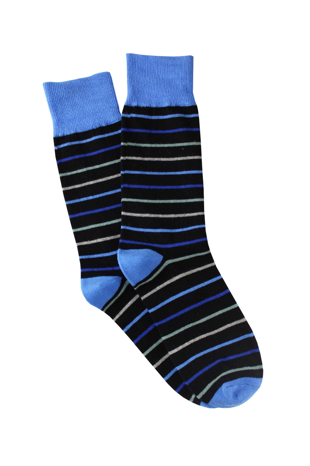 Men's Fine Cotton Fashion Socks - Blue Stripes