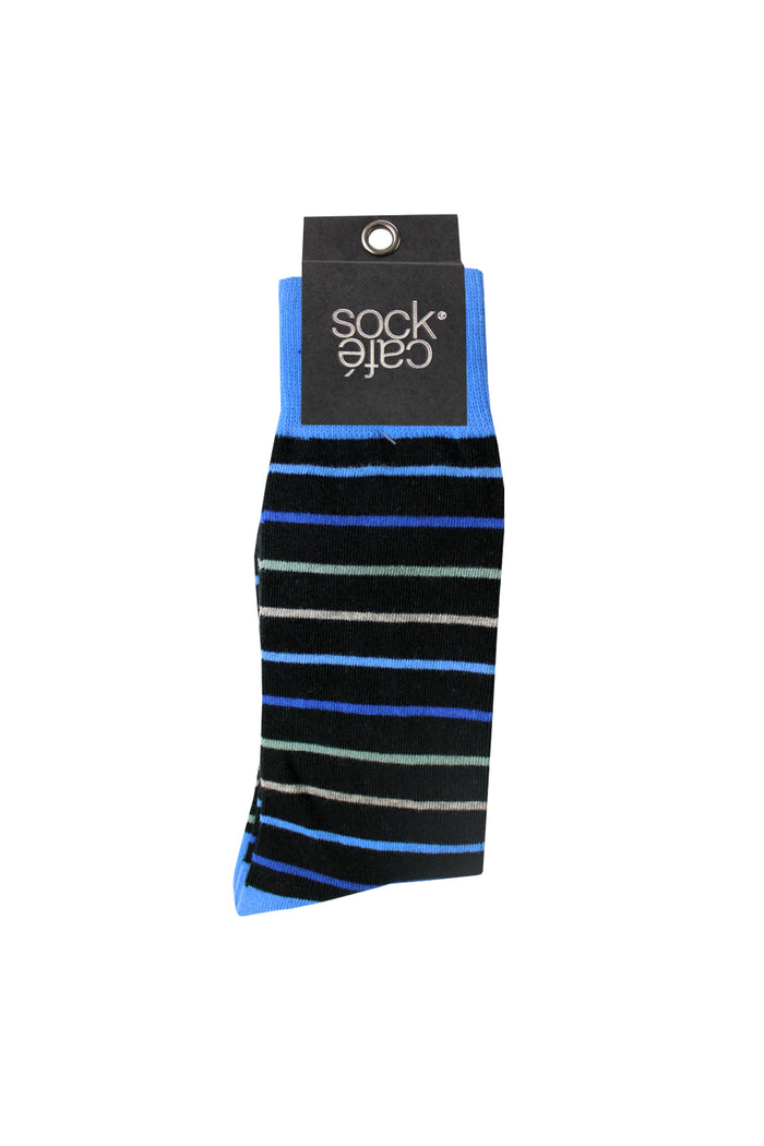 Men's Fine Cotton Fashion Socks - Blue Stripes