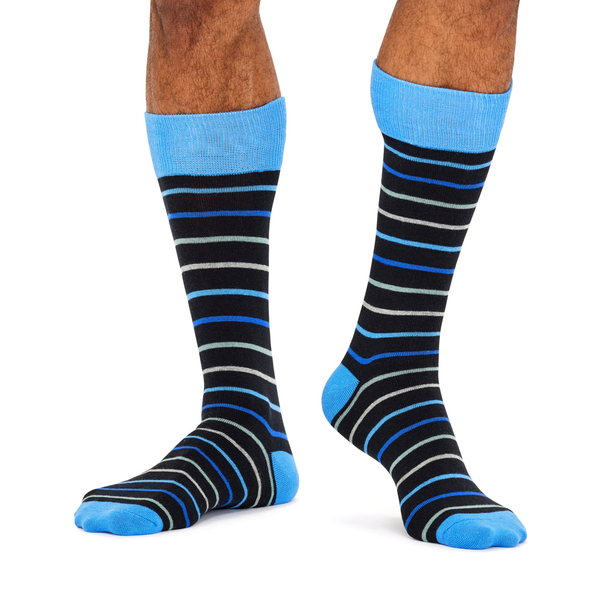 Men's Fine Cotton Fashion Socks - Blue Stripes