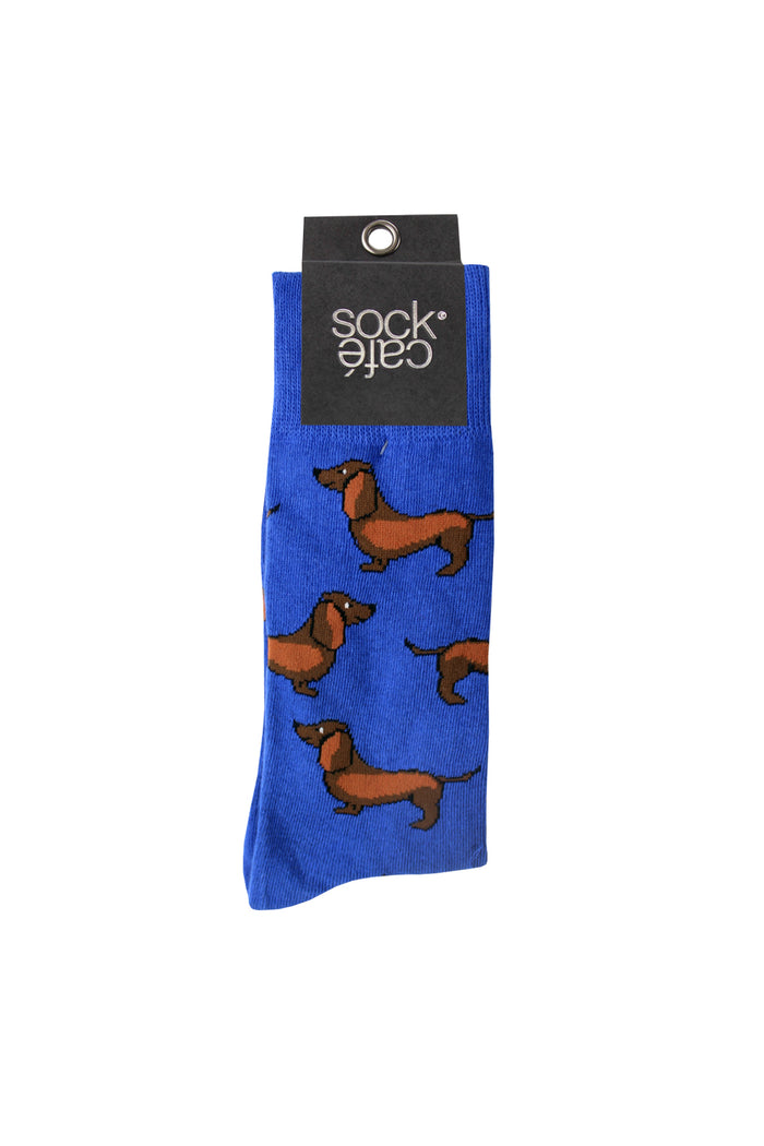 Sausage Dog Socks- Cobalt