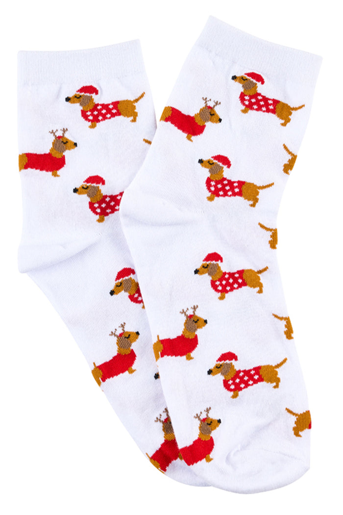 Quarter Socks - Christmas  Dachshund