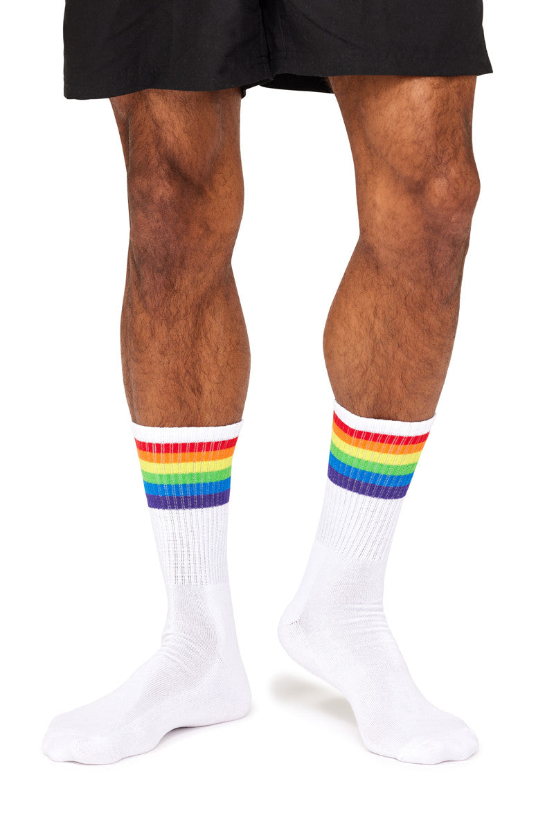 Pride Sporty Crew Socks- White