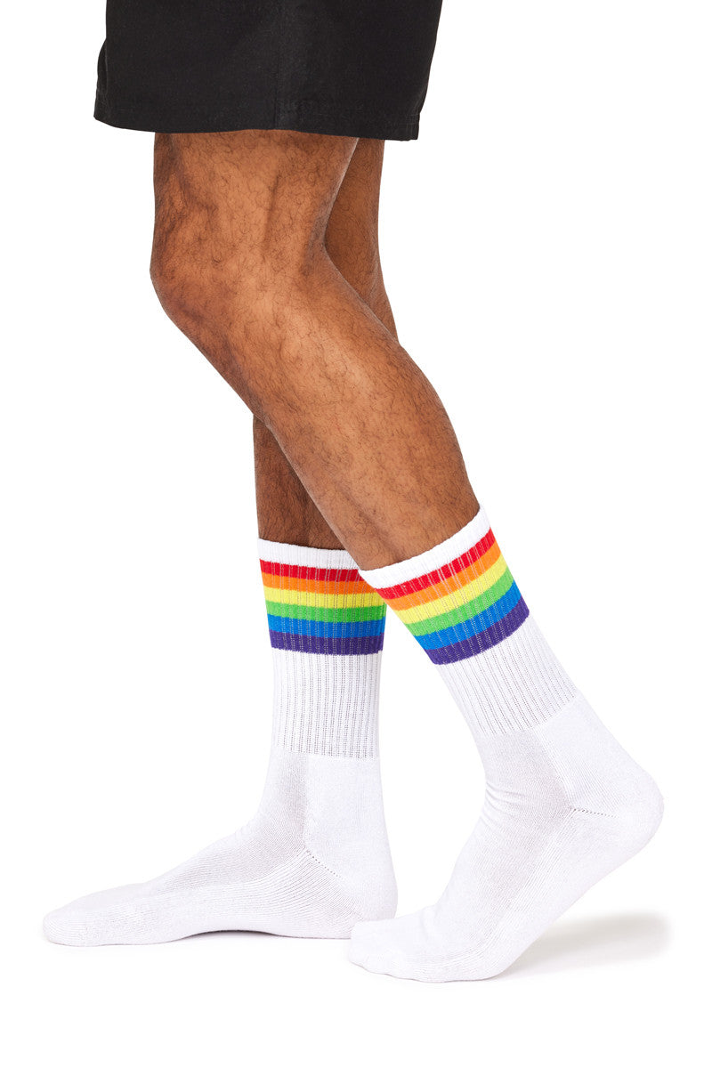 Pride Sporty Crew Socks- White