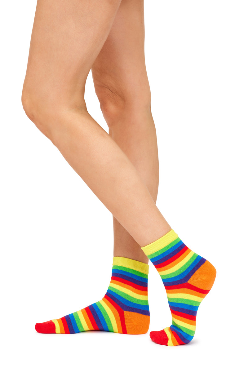 Quarter Socks- Rainbow Stripes