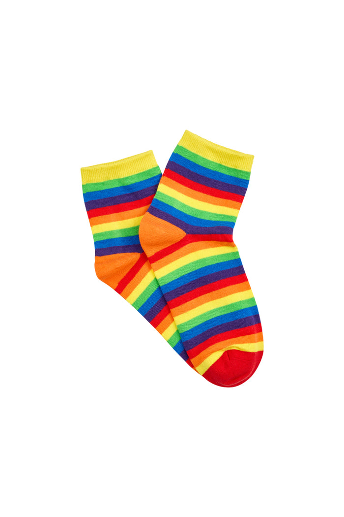 Quarter Socks- Rainbow Stripes
