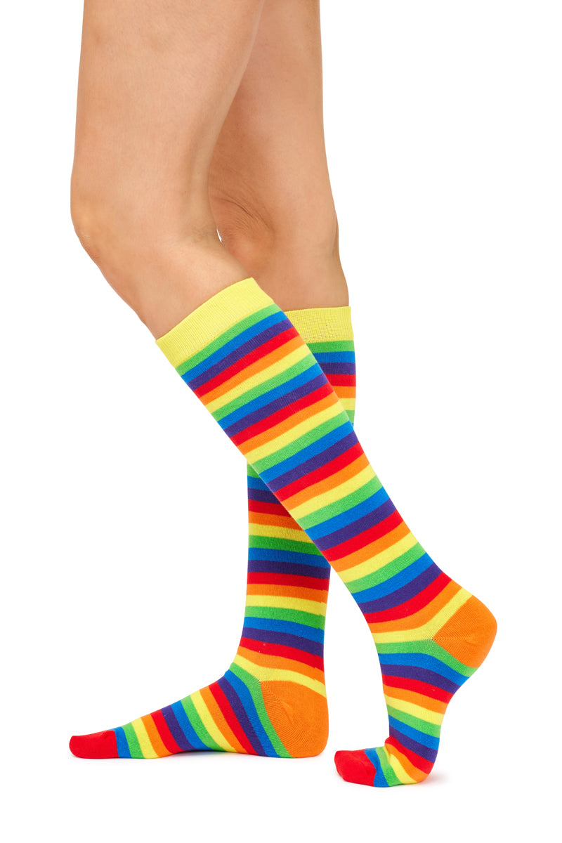 Knee High Socks - Rainbow Stripes