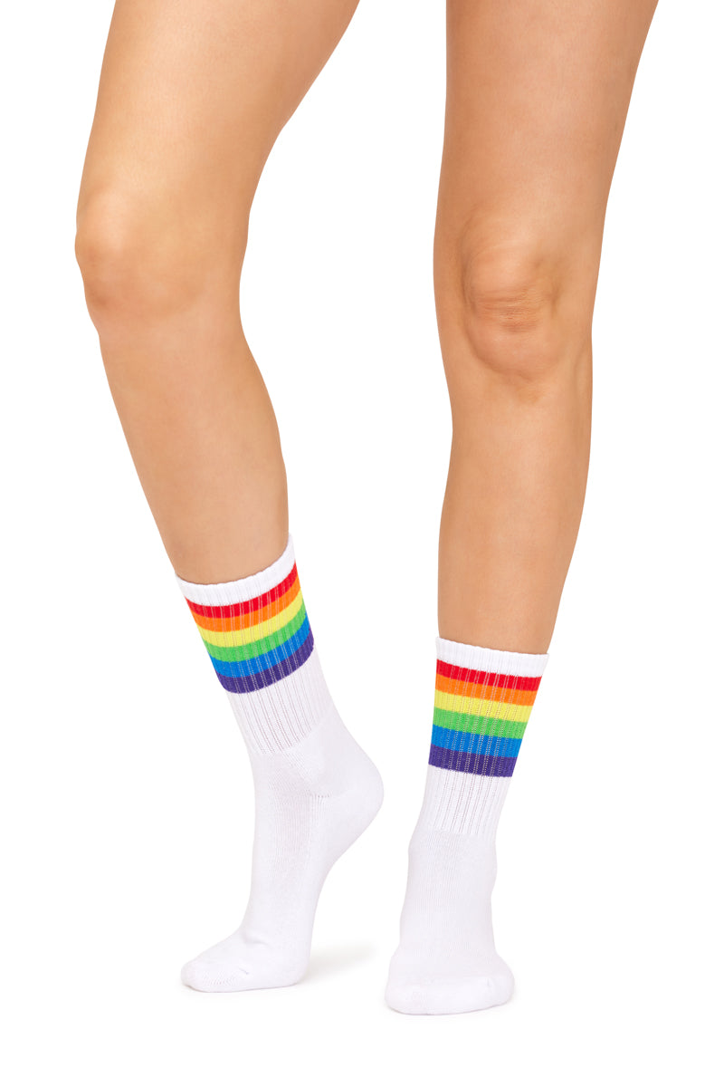 Pride Sporty Crew Socks - White
