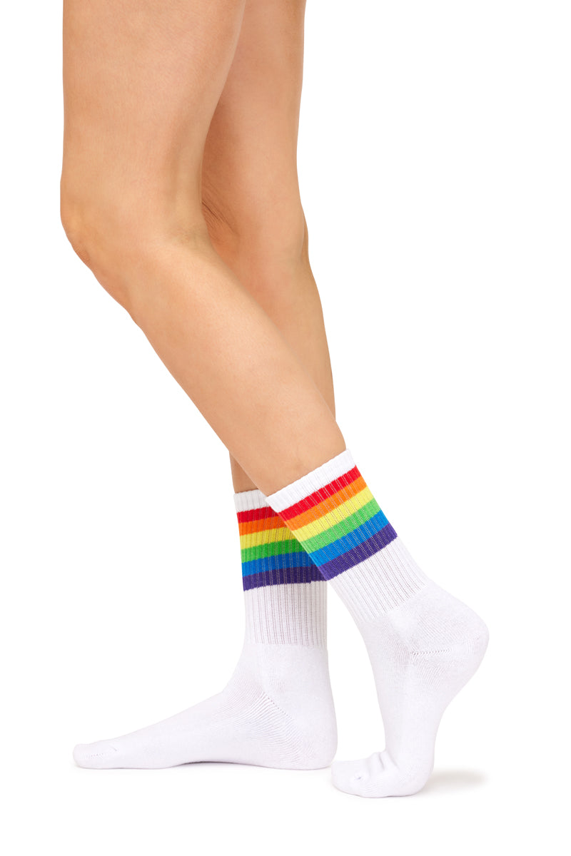 Pride Sporty Crew Socks - White