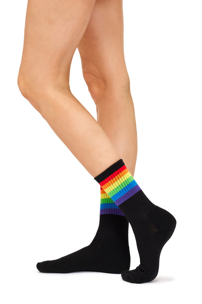 Pride Sporty Crew Socks- Black