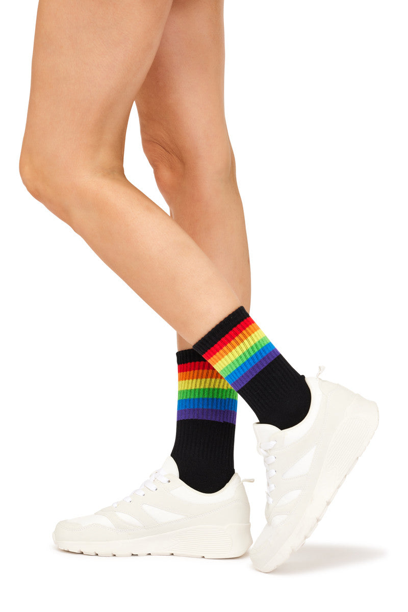 Pride Sporty Crew Socks- Black
