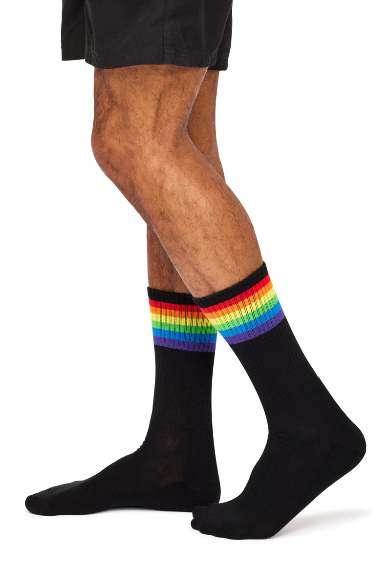 Pride Sporty Crew Socks-Black