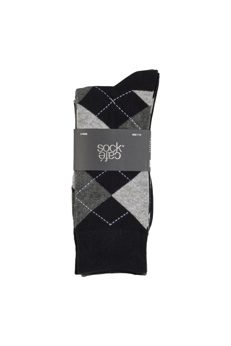Argyle Crew Socks- 3 Pack