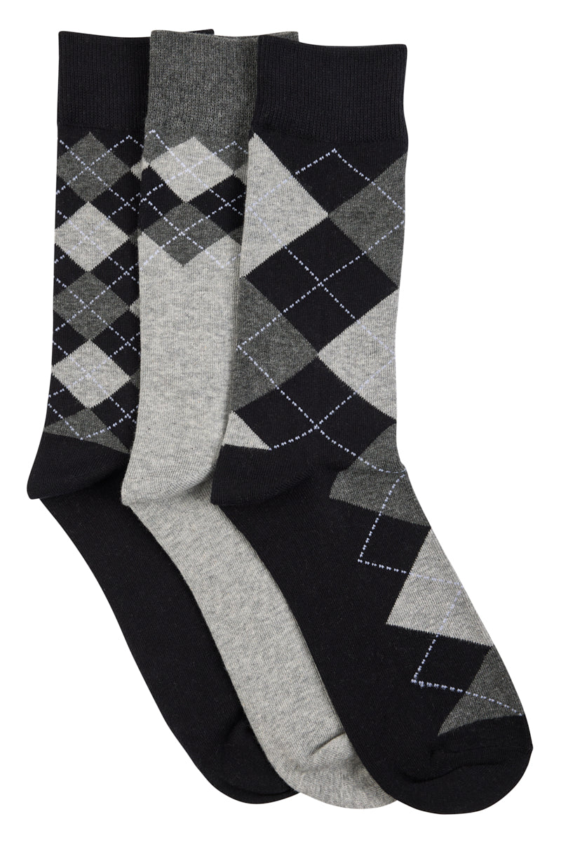 Argyle Crew Socks- 3 Pack