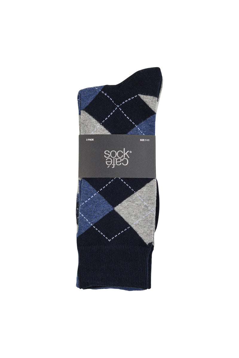 Argyle Crew Socks- 3 Pack