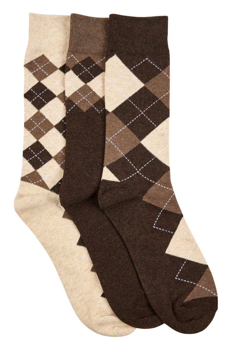 Argyle Crew Socks- 3 Pack