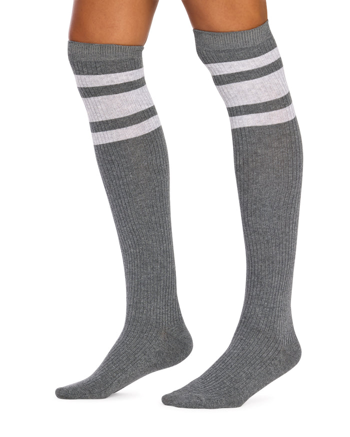 Over the Knee Socks-  Preppy- Charcoal Marle