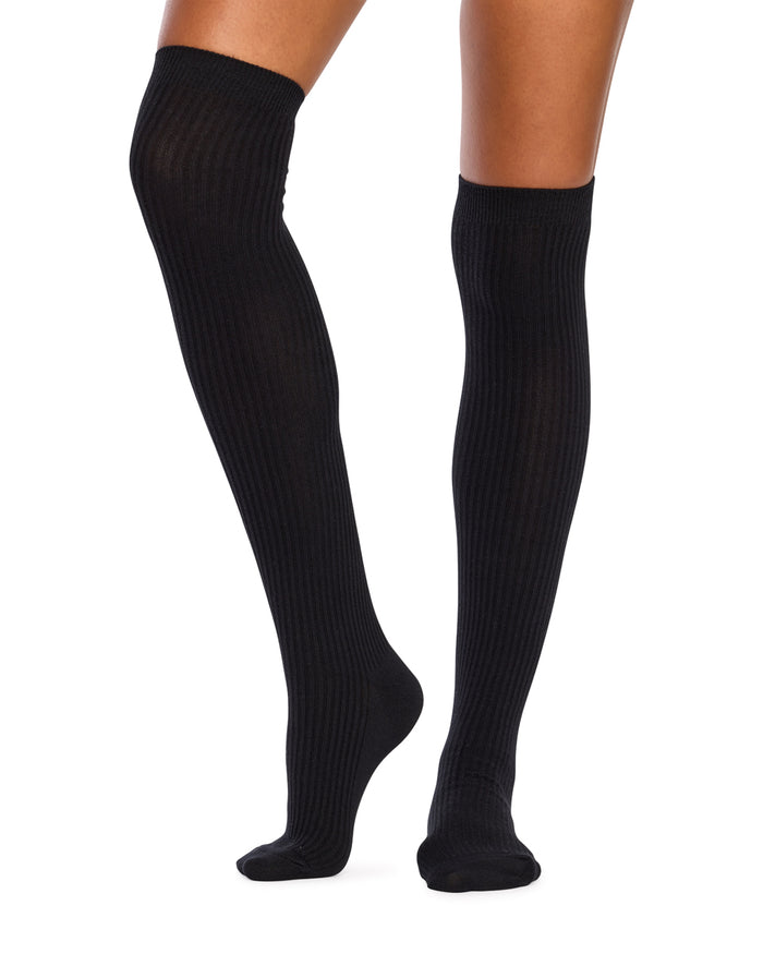 Over the Knee Socks-  Rib- Black