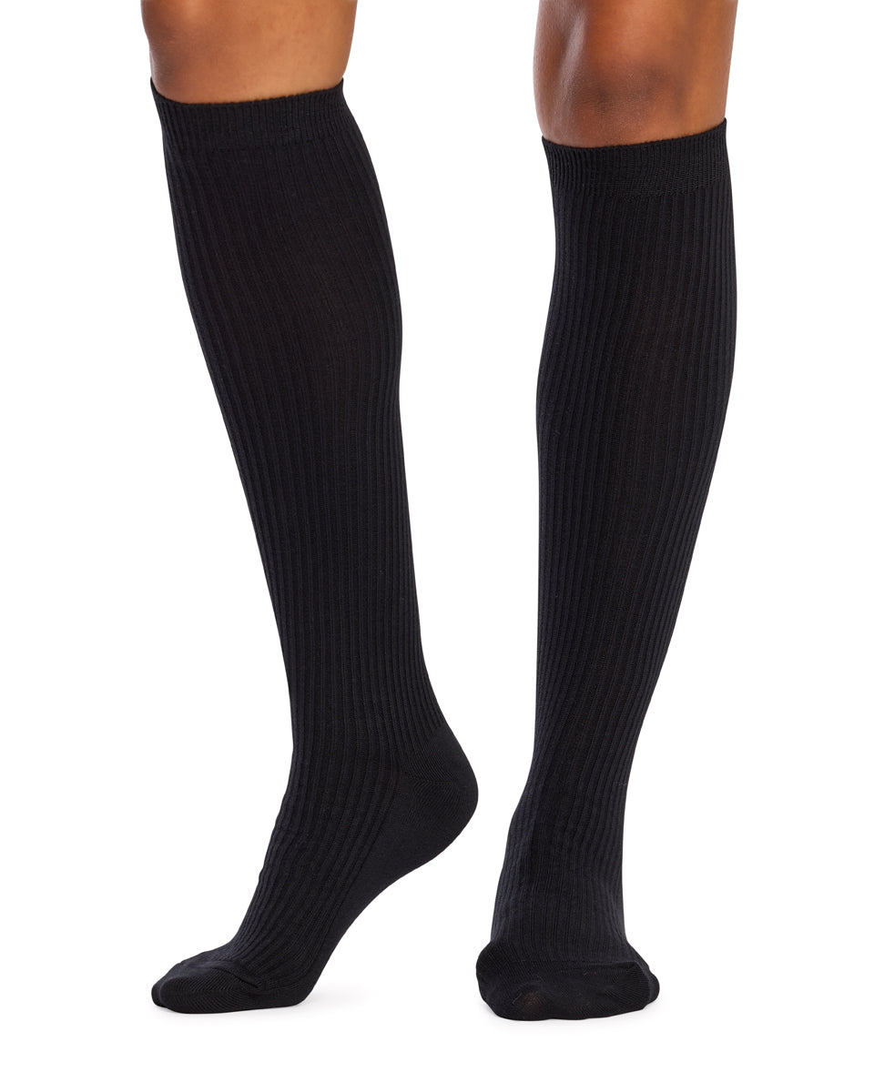 Knee High Socks-  Rib- Black
