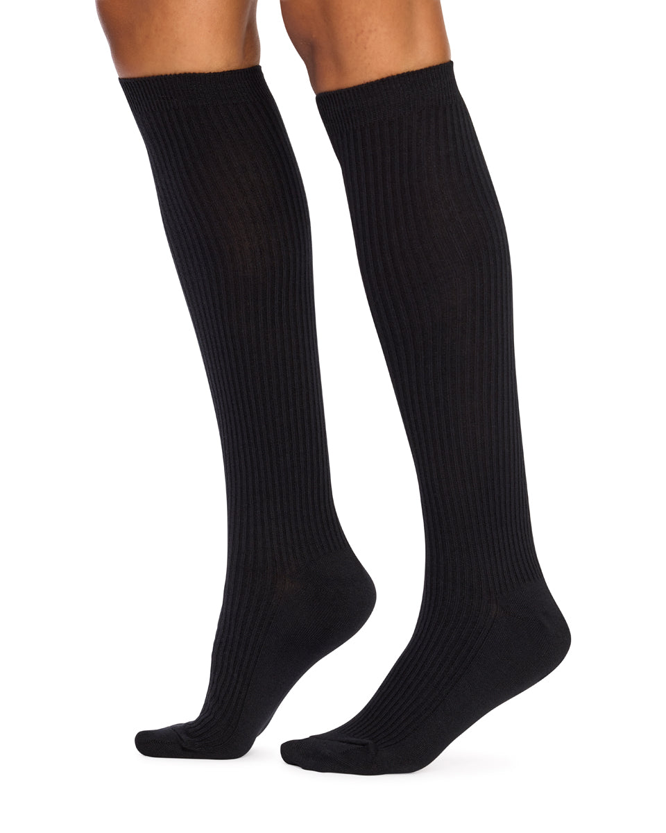 Knee High Socks-  Rib- Black