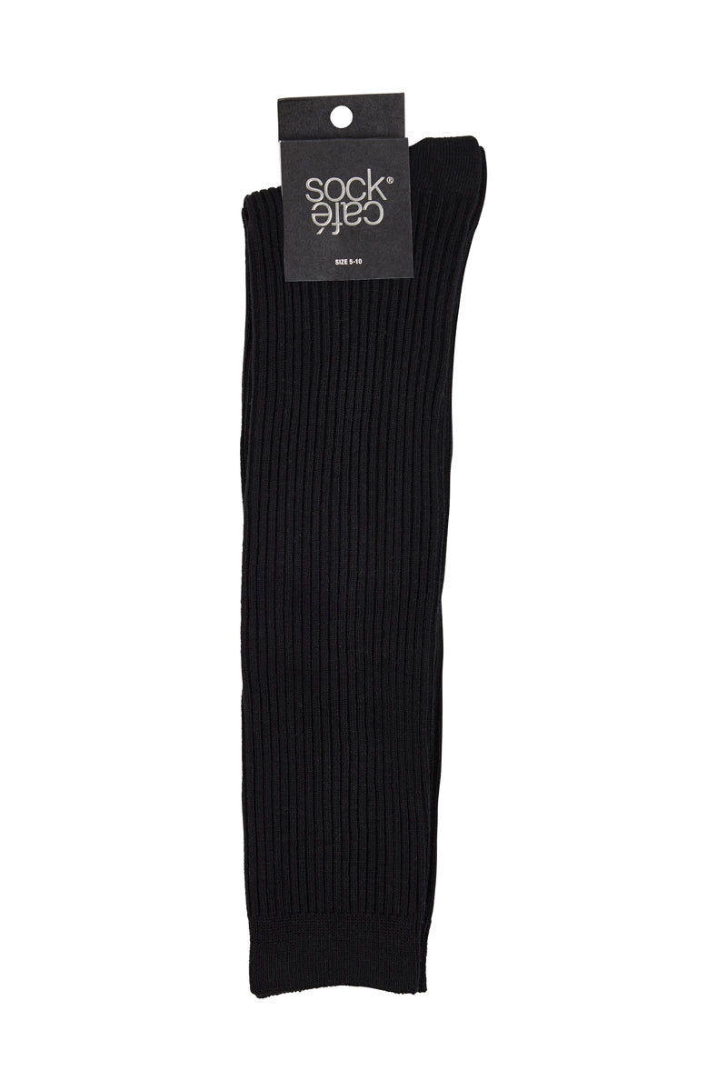 Knee High Socks-  Rib- Black