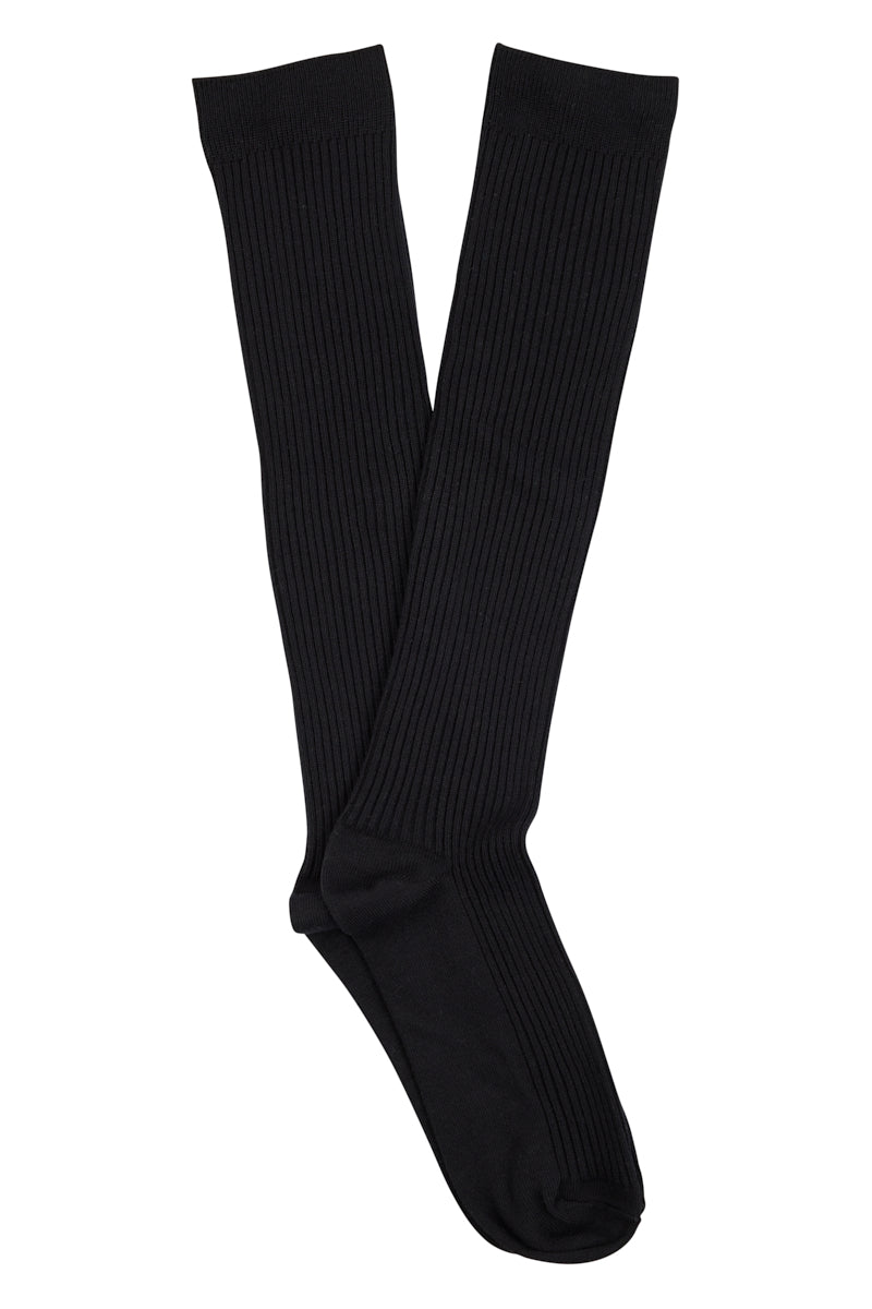 Knee High Socks-  Rib- Black