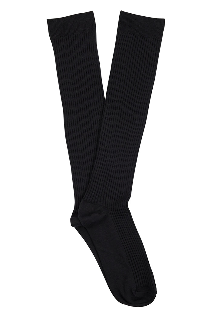 Knee High Socks-  Rib- Black
