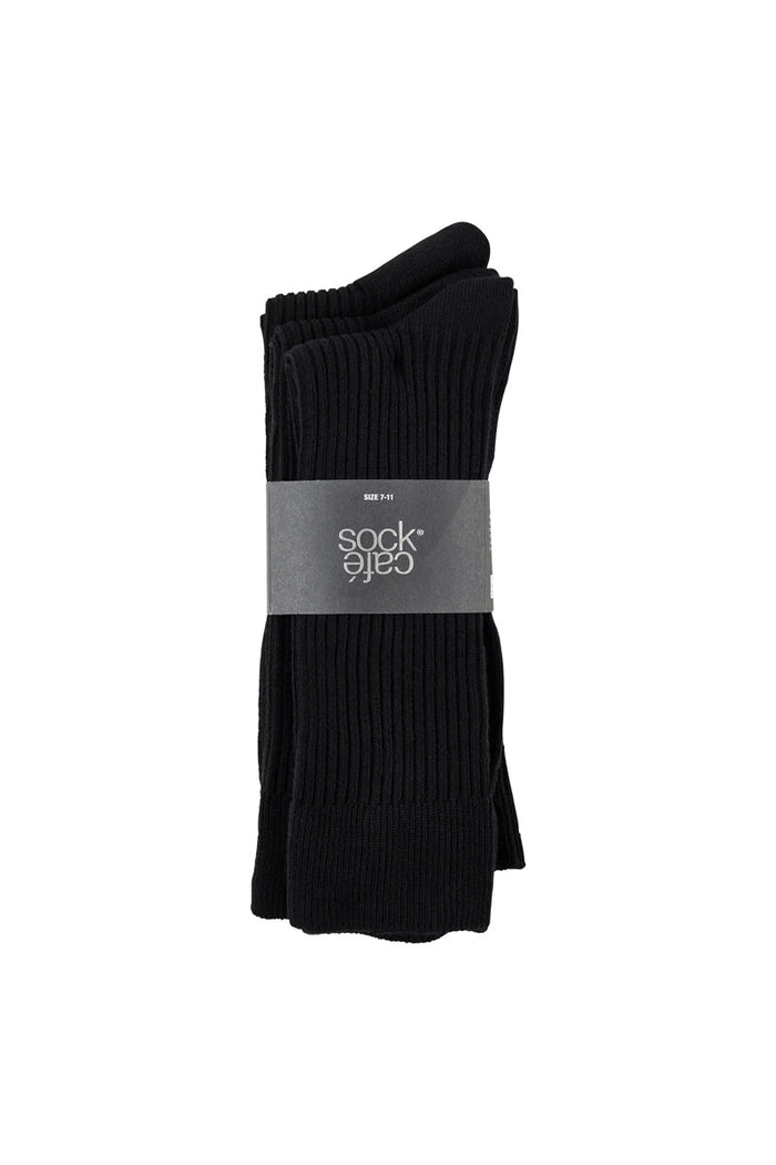 Classic Crew Rib Socks- 3 Pack - Black