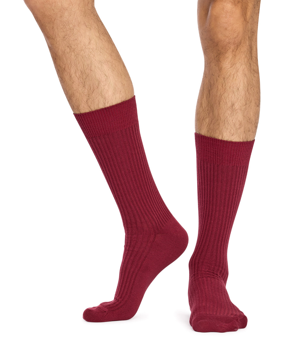Classic Crew Rib Socks- 3 Pack - Biscuit, Olive & Wine