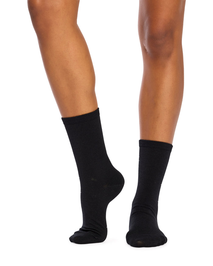 Merino Crew Socks- Smooth Knit- Black