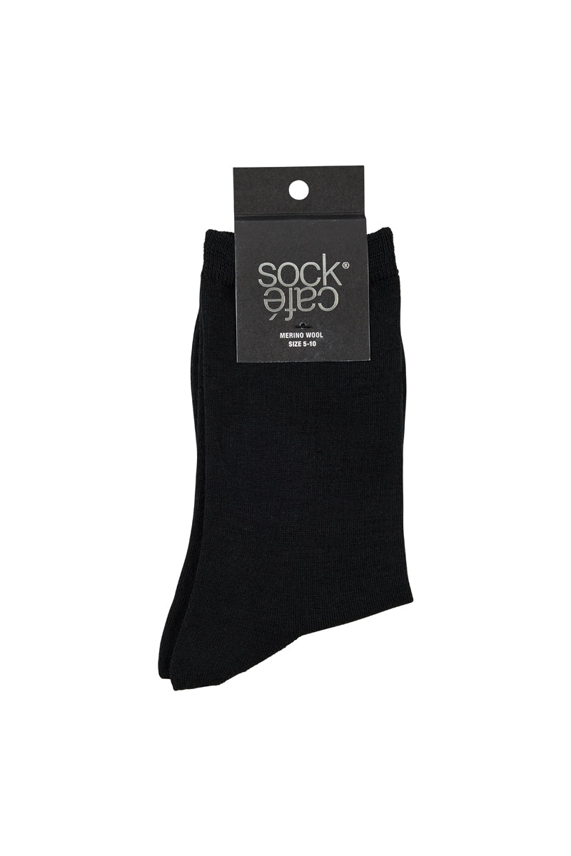 Merino Crew Socks- Smooth Knit- Black
