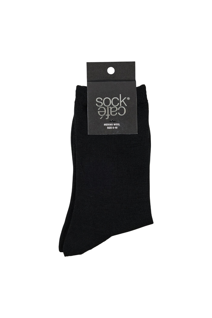 Merino Crew Socks- Smooth Knit- Black