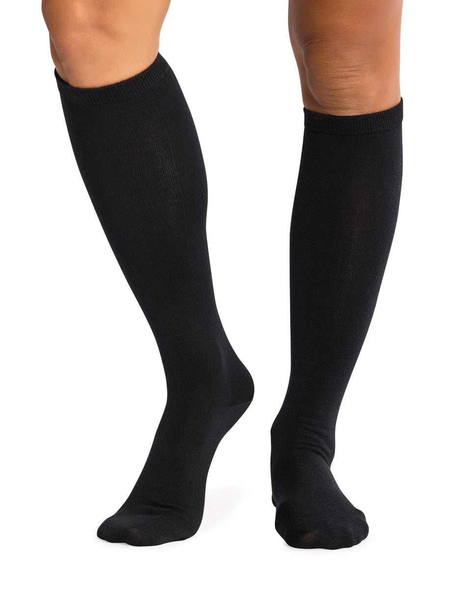 Merino Knee High Socks- Smooth Knit- Black