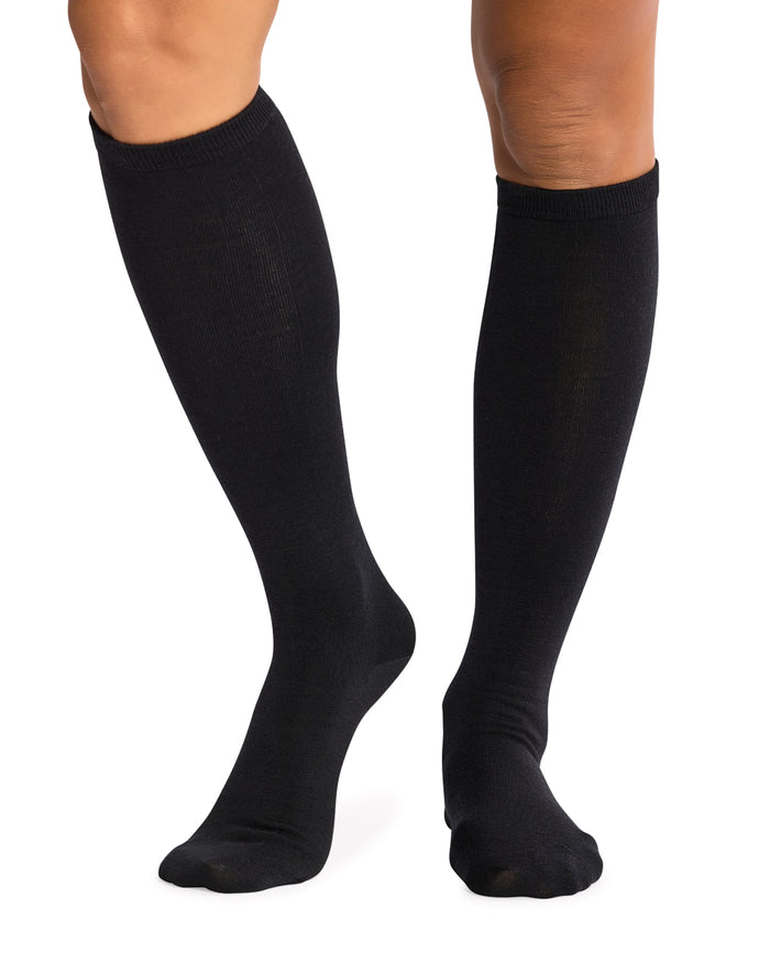 Merino Knee High Socks- Smooth Knit- Black