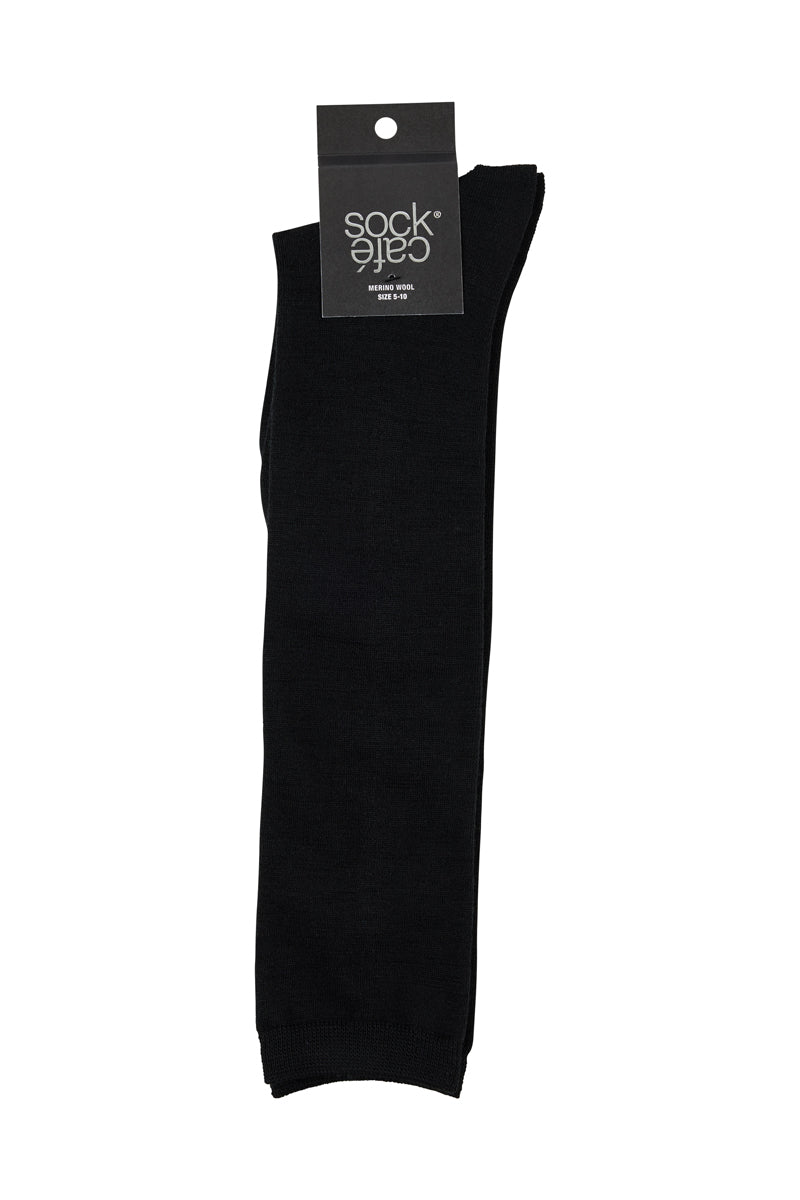 Merino Knee High Socks- Smooth Knit- Black