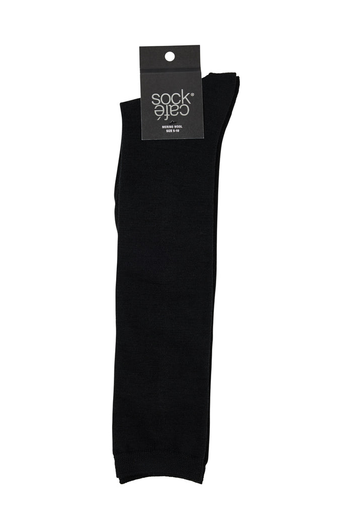 Merino Knee High Socks- Smooth Knit- Black