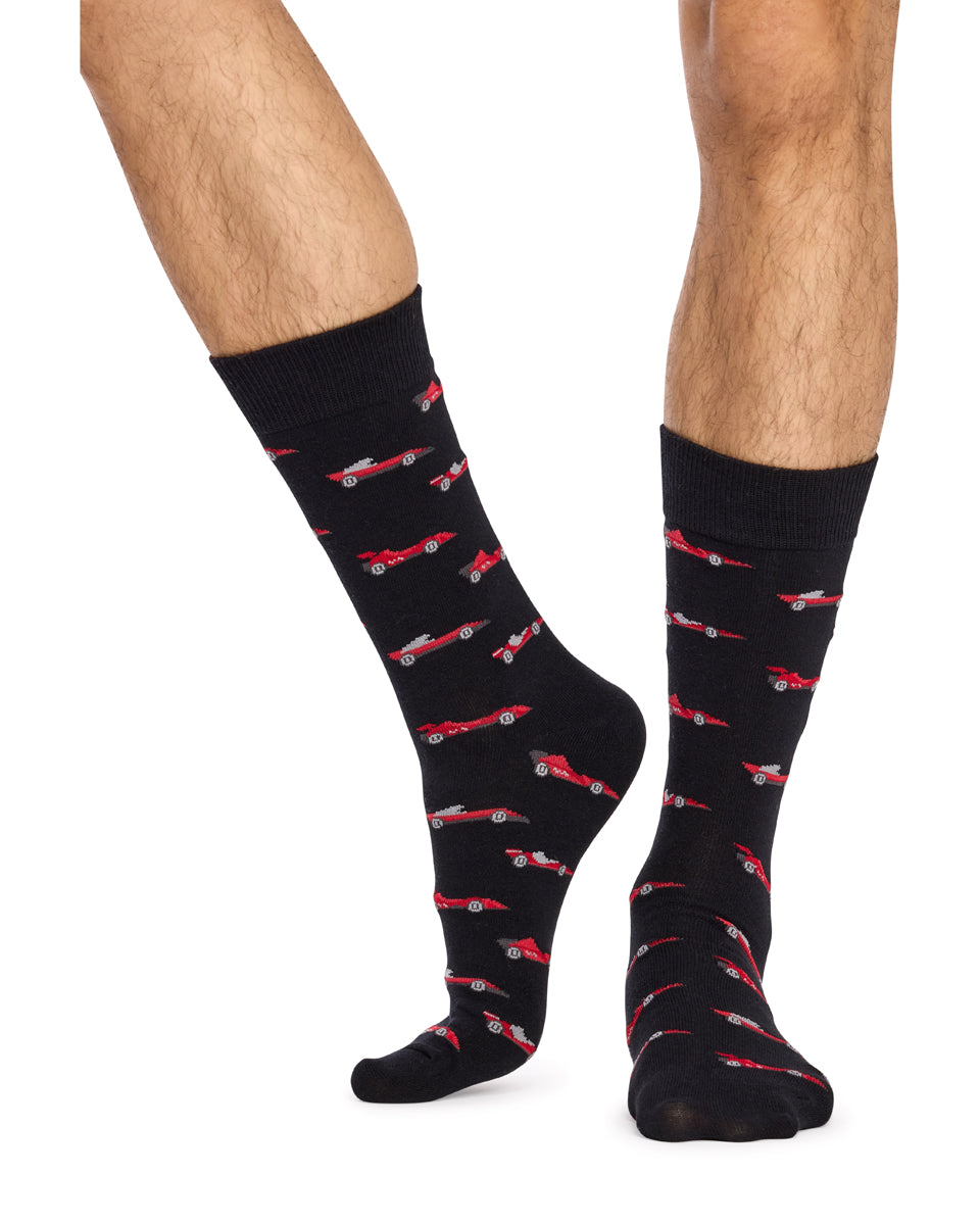 Men's Cotton Crew Novelty Socks 5 Pack - Racing Gift Box