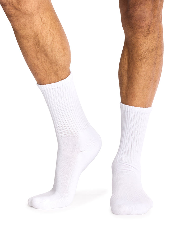 Men's Cotton Rich Crew Sport Style Socks with Cushion Foot - 3 Pack- Sail Anchor Embroidery