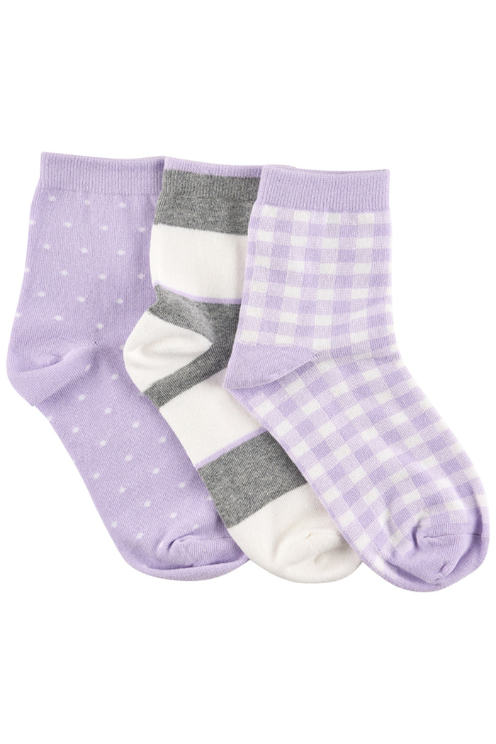 Quarter Socks- Pack 3 - Gingham Story
