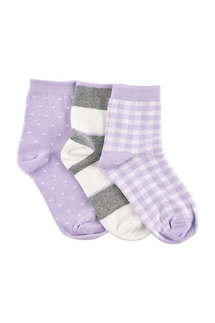 Quarter Socks- Pack 3 - Gingham Story