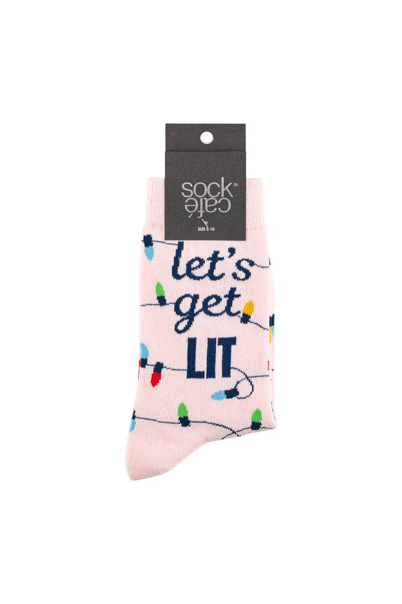 Lets Get Lit Socks- Pale Pink